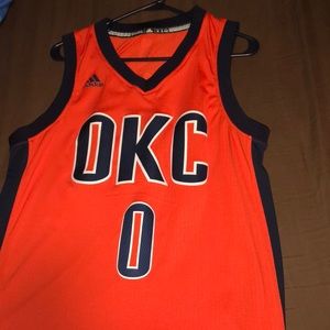 An NBA Orange #0 Russel Westbrook Jersey